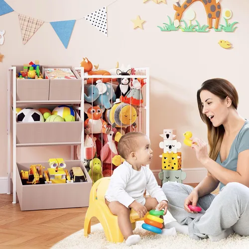 Miniatura 3 de BBLIKE Almacenamiento de animales de peluche, organizador de almacenamiento para niños con 4 contenedores extraíbles, organizador de almacenamiento