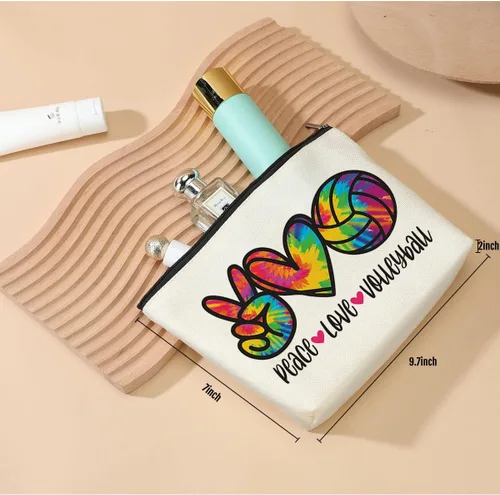 Miniatura 2 de DJHUNG Bolsa de cosméticos de voleibol de acuarela, bolsa de maquillaje, bolsa de voleibol, regalos para amantes del deporte, entrenador, regalos