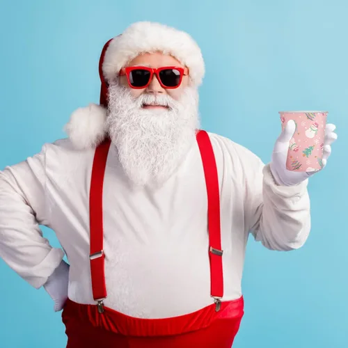 Miniatura 5 de Patelai Paquete de 150 vasos de papel de Navidad de 9 onzas, tazas de café desechables de arcoíris pastel con diseño de Papá Noel, muñeco de nieve