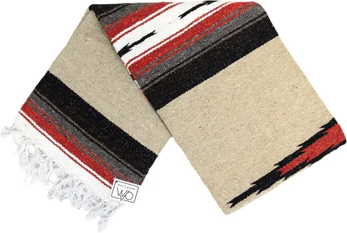 Open Road Goods Manta de diamantes mexicanos – Manta de yoga pesada XL – Hecho a mano en México – Manta gruesa estilo serape bohemio estilo Saltillo