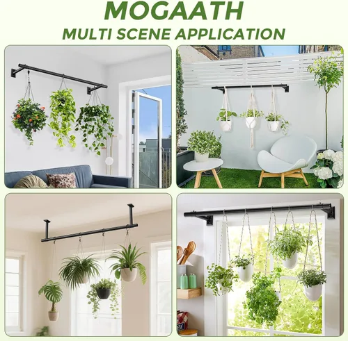 Miniatura 5 de Macetas colgantes para plantas de interior, colgador de plantas resistente de 32 pulgadas para interiores, barra de metal de 1 pulgada de diámetro