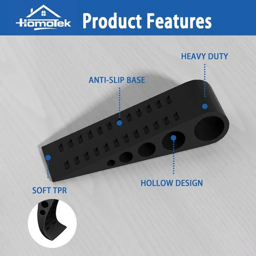 Miniatura 3 de HOMOTEK Paquete de 2 topes de puerta de goma con forma de cuña para puertas de puerta, protectores de pared para piso e parte inferior de la puerta