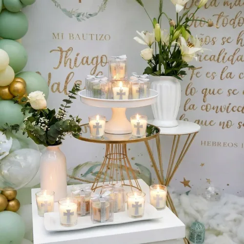 Miniatura 5 de Hushee Juego de 24 velas de cruz para la primera comunión, velas plateadas de bautismo con caja para boda, baby shower, regalos religiosos