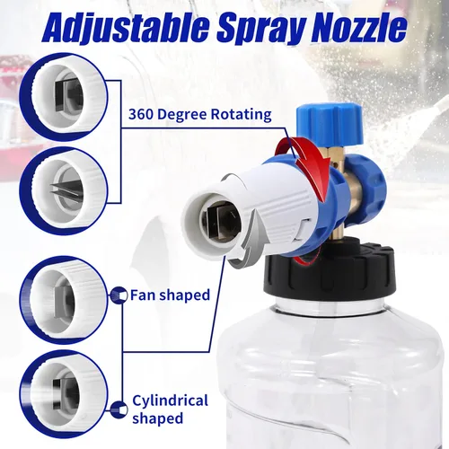 Miniatura 2 de Tool Daily - Cañón de espuma para lavadora a presión, espátula de espuma ajustable, lanza de espuma de nieve con M22 y conector rápido de 0.6 cm
