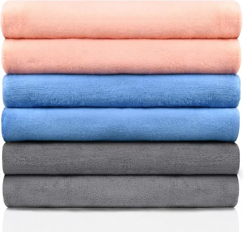 MERRY HOME Paquete de 6 toallas de baño, 27 x 55 pulgadas, juego de toallas de baño de microfibra grandes para adultos, hombres y mujeres, ultra