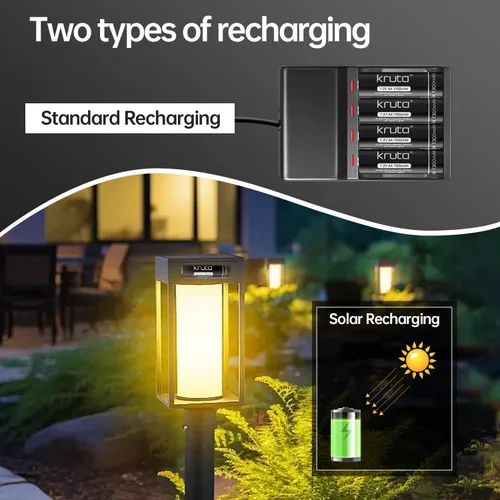 Miniatura 4 de Ni-MH - Baterías recargables AA, paquete de 12 baterías solares AA recargables de 1.2 V 1300 mAh de alta capacidad precargadas doble A para luces