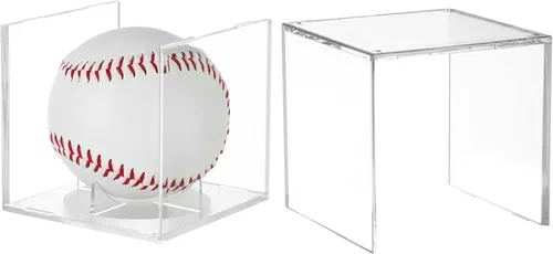 Miniatura 7 de Paquete de 8 vitrinas de béisbol, caja de béisbol, soporte cuadrado de acrílico con protección UV, para pelota
