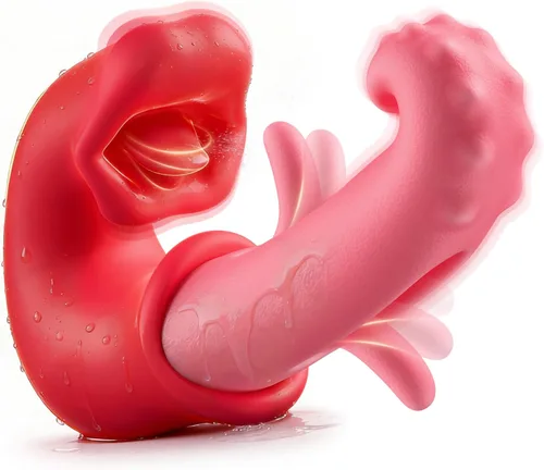 Vibrador para mujer, vibrador 3 en 1 para punto G con 10 modos de vibración, aleteo y sujeción, vibrador de lengua para adultos, juguetes para