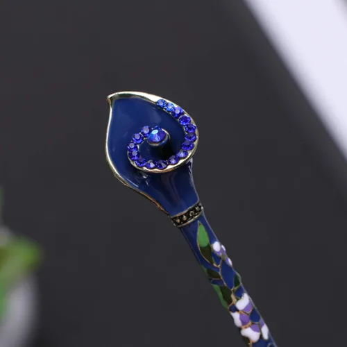 Miniatura 5 de Happyyami Pinzas para el pelo de boda Retro Cloisonne Metal aleación pelo palillo decorativo fiesta disfraz accesorios para el cabello damas mujeres