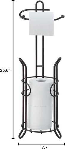 Miniatura 7 de Soporte independiente para papel higiénico SunnyPoint con almacenamiento – Con capacidad para 3 rollos de repuesto, acero resistente, acabado