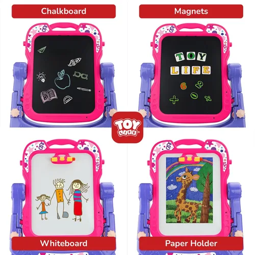 Miniatura 3 de STEAM Life Caballete artístico para niños, caballete para niños pequeños 4 en 1 de doble cara con pizarra magnética giratoria y tablero de dibujo