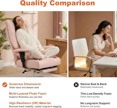 Miniatura 7 de EXCEBET Silla de oficina grande y alta de 400 libras de ancho, silla de oficina ejecutiva de cuero con respaldo alto con reposapiés, sillas