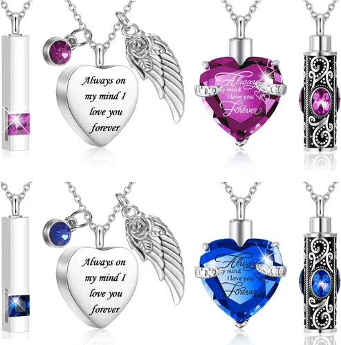 Fumete 8 piezas de collar de urna para cenizas, joyería de cremación, cenizas de seres queridos, collar con colgante de urna de recuerdo para