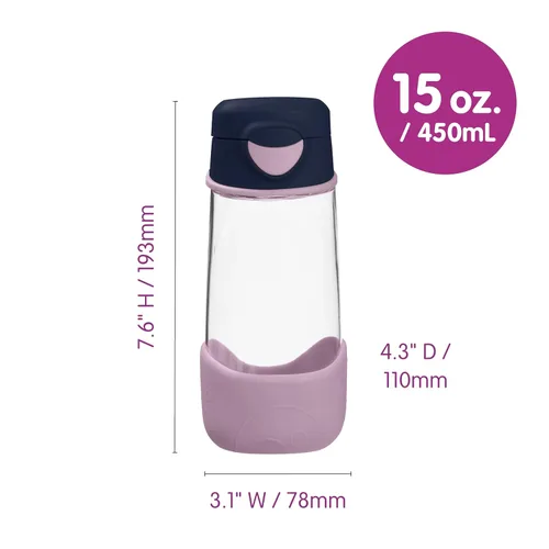 Miniatura 4 de b.box Botella de agua deportiva de 15 onzas para niños, para la escuela, deportes, guardería, diseño sin popote para una fácil limpieza, a prueba