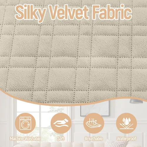 Miniatura 6 de Funda impermeable en forma de L para sofá seccional, funda acolchada de terciopelo para sofá esquinero, en forma de L, protector de muebles