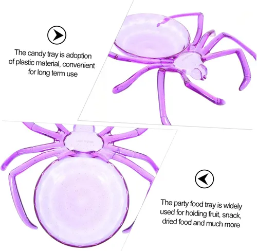 Miniatura 6 de Alipis Plato de araña, bandeja de servir en forma de araña de Halloween, plato de frutas de plástico, bandeja decorativa de postre para decoración