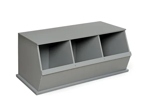 Badger Basket Organizador apilable de almacenamiento de juguetes de tres cubos - gris