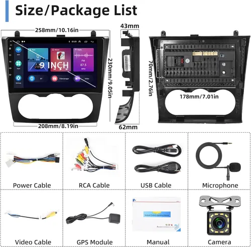 Miniatura 8 de [2G+64G] para Nissan Altima 2008-2012 Android 13 Estéreo de Coche de 9 Pulgadas con Pantalla Táctil HD, Radio con CarPlay Inalámbrico Android Auto