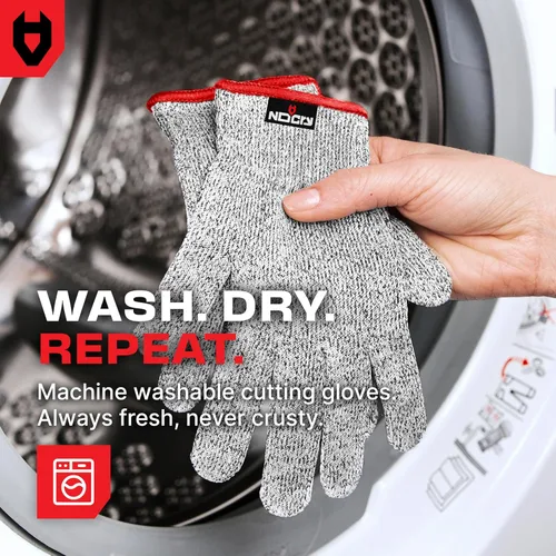 Miniatura 10 de Guantes de resistente al corte Nocry, Protección de Alto Rendimiento Nivel 5, grado de Alimentos. ¡EBook gratuito incluido!, M, Gris Original (gris)