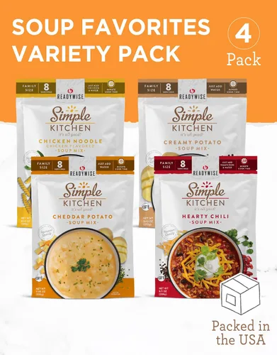 Miniatura 6 de READYWISE - Cocina simple, favoritos de sopa, paquete variado, 8 porciones por bolsa, mezcla de sopa, tamaño familiar, MRE, alimentos liofilizados