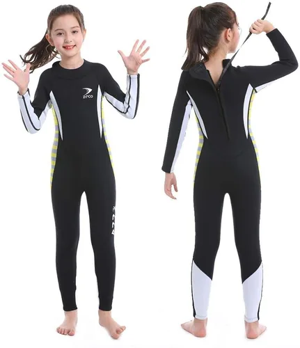 Miniatura 4 de Traje de neopreno completo de 0.098 pulgadas para niños, traje de baño de una pieza para niños y niñas, traje de buceo con cremallera trasera