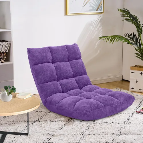 Miniatura 11 de Silla de suelo con soporte para el respaldo, silla reclinable plegable ajustable de 14 posiciones, silla de meditación con marco de acero, silla