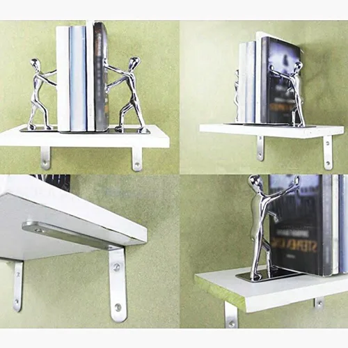 Miniatura 6 de Deezio Soporte de esquina de acero inoxidable resistente, soporte de ángulo para juntas, níquel cepillado, paquete de 4 (3.937 x 3.937 x 0.118 in)
