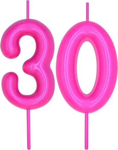 Miniatura 255 de DERVENTA Vela con números de 2.36 pulgadas, decoración perfecta para cumpleaños, brunch, postre, pastel, 1 pieza (número 0 rosa)