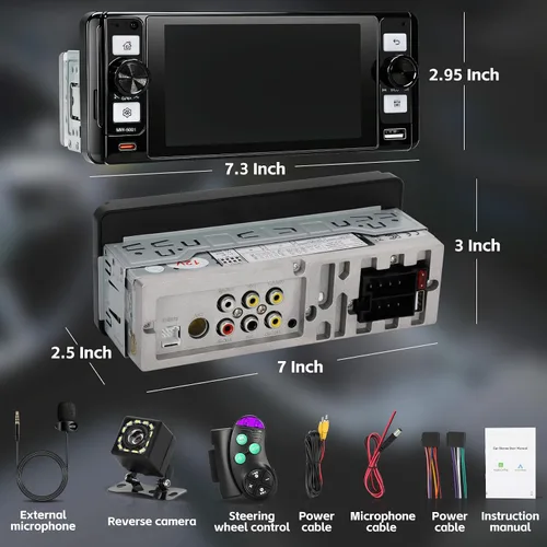 Miniatura 8 de Estéreo de radio DIN único para automóvil con Apple Carplay inalámbrico y Android Auto, pantalla táctil IPS de 5.7 pulgadas estéreo para automóvil