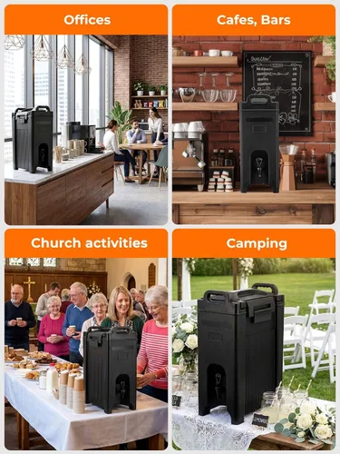 Miniatura 7 de Dispensador de bebidas aislado de 5 galones, dispensador comercial de bebidas calientes/frías para cafeterías, fiestas grandes, reuniones