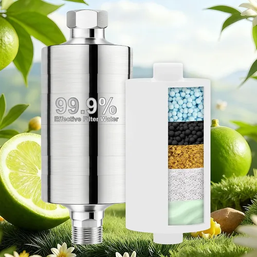 Filtro de ducha de metal de alta calidad con vitamina C, material de acero inoxidable 304, agua blanda limpia, elimina el 99% de cloro, mejora tu