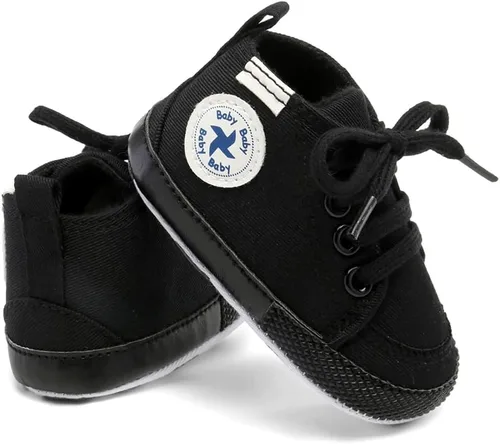 Miniatura 2 de Zapatos de lona y mezclilla con diseño de estrella para bebé - Tenis con suela suave antideslizante y caña alta, ideales para los primeros pasos