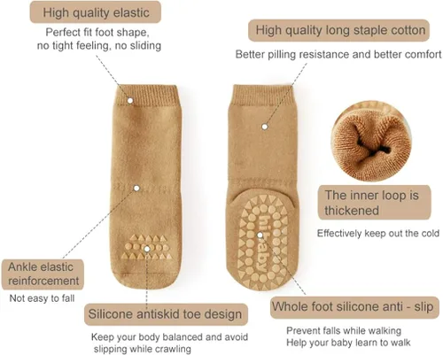Miniatura 5 de Calcetines antideslizantes para bebé hasta la rodilla antideslizantes para gatear para niñas y niños recién nacidos Multicolorido