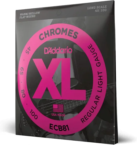Miniatura 9 de D'Addario XL Chromes ECB81-5 - Cuerdas para bajo con envoltura plana, 5 cuerdas, escala larga, calibre 45-132, regulares, ligeras