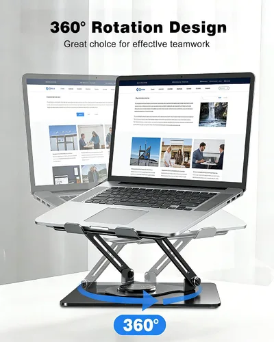 Miniatura 3 de Soporte giratorio para laptop de 360° para escritorio Ergonómico, altura ajustable, ahueca hacia fuera la estructura estable de la disipación