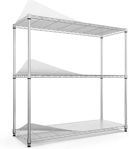 Miniatura 9 de pouseayar 3 Tier NSF Metal Shelf Wire Shelving Unit, 1050lbs Capacity Heavy Duty Adjustable Storage Rack with Shelf Liners for Closet Kitchen Garage