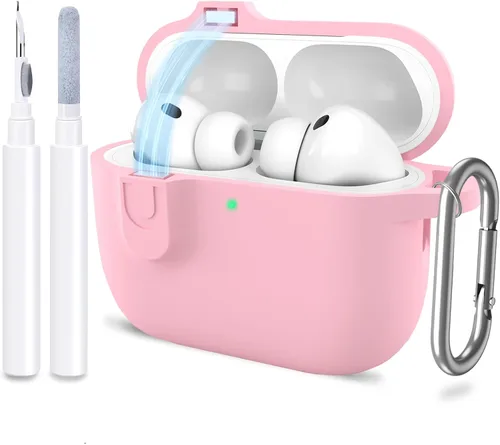 Miniatura 34 de Funda para AirPods Pro 3 con limpiador y protector de silicona suave con llavero para mujeres y hombres, funda para Apple AirPods Pro de 3ª Claro