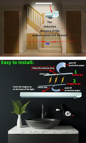 Miniatura 6 de Luces para debajo del gabinete, luz inalámbrica con sensor de movimiento para interiores, luces debajo del mostrador para cocina, sensor recargable