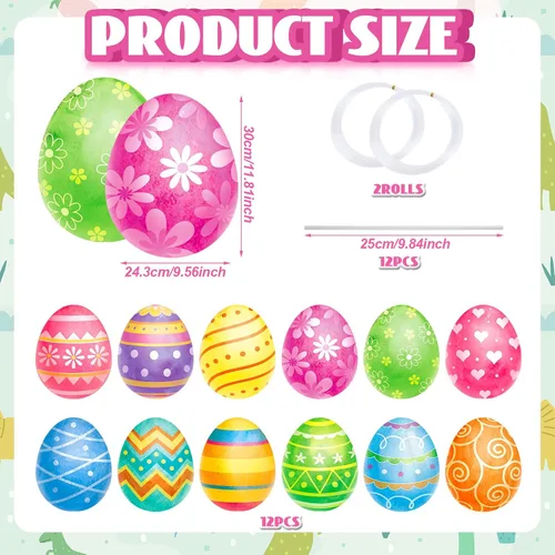 Miniatura 2 de Beeveer 12 letreros de Pascua para patio con estacas, decoración de patio de Pascua, adornos colgantes para primavera, patio, suministros de fiesta