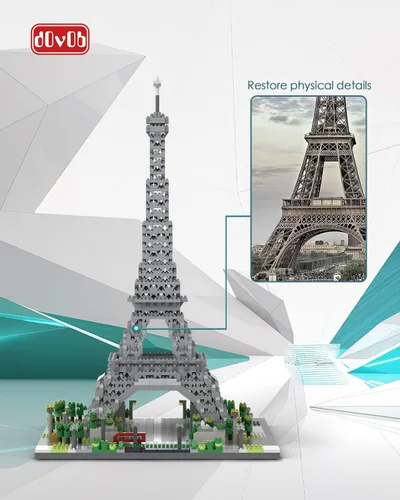 Miniatura 5 de dOvOb Architecture - Juego de microbloques de la Torre Eiffel, 3369 piezas de mini ladrillos 3D, juguete de rompecabezas 3D, regalo para adultos