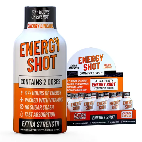 Miniatura 19 de Blue Raspberry Extra Strength Energy Shot 12 unidades – 260 mg de cafeína natural B12 B6 – Apoyo de energía y enfoque – 2 porciones sin azúcar Té