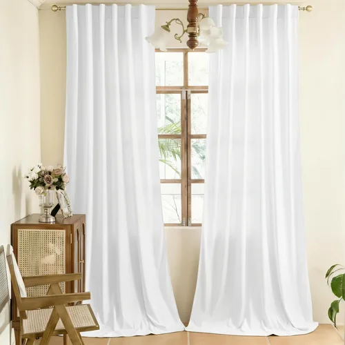 Miniatura 8 de YOFUN Cortinas de terciopelo negro de 84 pulgadas de largo, con pestaña trasera, paneles de protección de privacidad