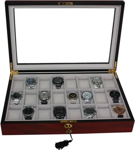 Miniatura 2 de 4 Less Co 24 RELOJES DE MADERA EXPOSITOR DE JOYERÍA CAJA DE ALMACENAMIENTO COLECTOR REGALO - ACABADO CEREZO 1087-24C