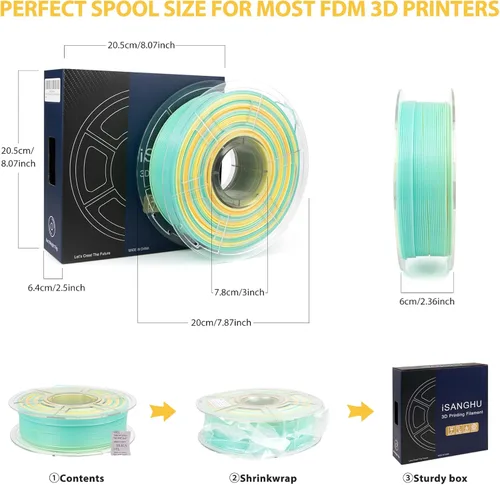Miniatura 6 de Filamento PETG para Impresora 3D Translúcido 1.75mm Alta Transmisión de Luz Filamento de Impresión 3D, Velocidad de Impresión 30-600mm/s Filamento