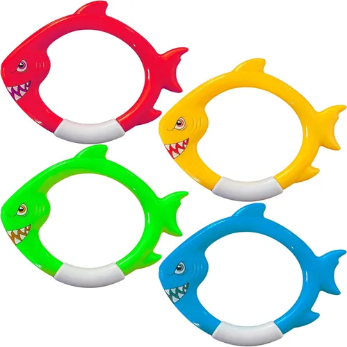 Haktoys Anillos de buceo de tiburón, juguetes de buceo para niños, juguetes de entrenamiento de natación para niños y niñas, juegos de piscina