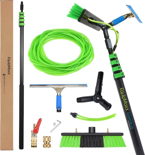 Kit de cepillo y poste de limpieza de panel solar de alcance de 24 pies Sistema de limpieza de ventanas Sistema de limpieza de paneles solares