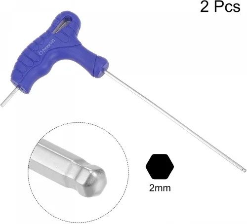 Miniatura 3 de uxcell Llave hexagonal de extremo de bola de 0.079 in, llave inglesa con mango en T, acero métrico CR-V, 2