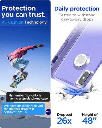 Miniatura 4 de AICase Funda resistente para iPhone X/XS, resistente de 3 capas de protección de grado militar, a prueba de golpes y caídas, para iPhone X/XS de 5.8