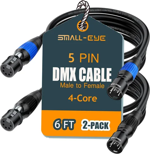 Miniatura 19 de SMALL-EYE Cable DMX de 5 pines de 10 pies, paquete de 4 cables macho a hembra de iluminación de escenario DMX512 (10 pies)