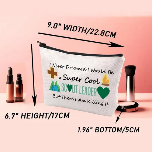 Miniatura 4 de JYTAPP Novedosa bolsa de maquillaje para líderes, regalo con texto en inglés "I Never Dreamed I'd Grow Up To Be a Cosmetic Pouch, Beige, Moda